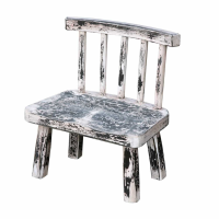Industrial Style Distress White Painted Primitive Low Wooden Chair
