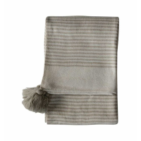 Striped Tassel Throw Cream
