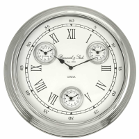 Medium 4 Time Zone White And Nickel Wall Clock