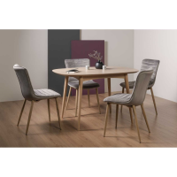 Scandi Oak Small 129cm Kitchen Dining Room Table Set 4 Grey Velvet Fabric Chairs