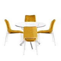 Value Nova 100cm Round Dining Table And 4 Mustard Zula Chairs