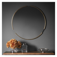 Simple Gold Thin Broken Framed Round Wall Mirror 80cm Diameter