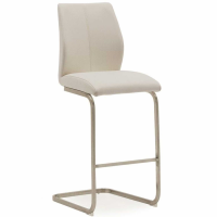 Taupe Cream Faux Leather Kitchen Breakfast Bar Chair Stool on Brushed Steel Cantilever Legs