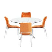 Value Nova 130cm Round Dining Table And 4 Orange Zula Chairs