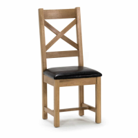 Modern Black Faux Leather Natural Cross Back Kitchen Dining Room Chair