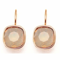 Solid Square Drop Earring White Opal Gold