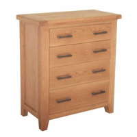 Hampshire Modern Style Oak Wood And Metal 4 Drawer Bedroom Chest 90 x 42cm
