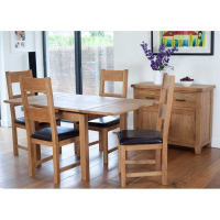 Oak Wood Draw Leaf Extending Medium Kitchen Dining Room Table 90 to 160cm