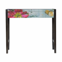 Avanti Mayfair Lady Console Table With Colourful Floral Pattern and Solid Black Wood Frame