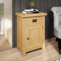 Rustic Oak Small Cupboard Bedside Table Cabinet Nightstand 1 Door 1 Drawer