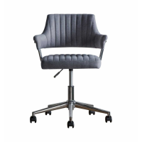Modern Charcoal Fabric Upholstered Office Chair With Stainless Steel Legs 58 x 54cm