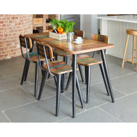 Rustic Painted Small Rectangular Kitchen Dining Table Recycled Boat Wood Urban Chic Industrial Style Black Legs