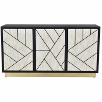 Credenza Abstract 3 Door Cabinet With Bone Inlay