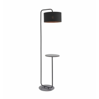 Modern Style Metal And Fabric Black Finish Double Insulated Arc Floor Lamp 175 x 55cm