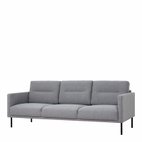 Modern 3 Seater Sofa Pale Grey Fabric Upholstery on Black Metal Legs