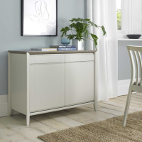 Grey Painted 2 Door Sideboard Cupboard Washed Oak Top 1 Drawer