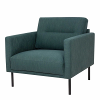 Modern Dark Green Fabric Upholstery Living Room Armchair With Black Metal Legs 79x80cm