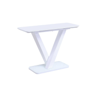 Rafael Modern Glass and Steel Hallway Console Table in White Gloss 110cm Wide