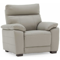 Positano Modern Leather and Leather Match Light Grey Single Seater Fixed Sofa 98x101cm