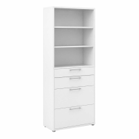 Prima Bookcase 5 Shelves With 2 Drawers + 2 File Drawers in White