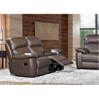 Aston Brown Leather Upholstered 2 Seater Recliner Sofa Pocket Spring Seat 146cm