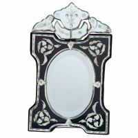 Venetian Table Mirror Scalloped And Archred Black