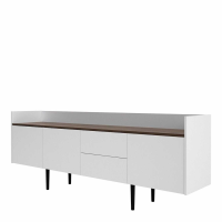 Retro Large Wide White Walnut 3 Door And 2 Drawer Living Room Sideboard 73.2 x 195.5cm