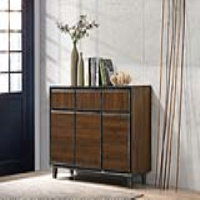 Industrial Style Wood Walnut Finish 3 Door 3 Drawer Living Room Sideboard 82 x 121.5cm
