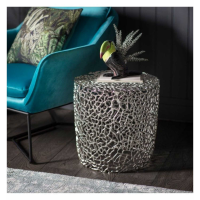 Modern Style Aluminium Silver Finish Intricate Living Room Side Table 45 x 45cm