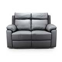 Modern Dark Slate Grey Leather Fixed 3 Seater Sofa with Arm Pads 194cm Wide