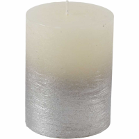 Libra White Pillar Candle With Metallic Silver Ombre Base 7x19cm