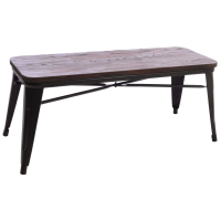Industrial Chic Style Fitzroy Elm Wood Bench With Solid Metal Leg 46x113cm