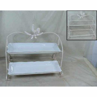 White Enamel Iron Trays, 2 Tier