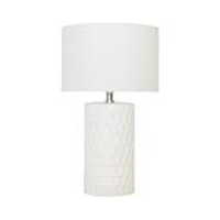 Value 42cm Matte White Ceramic Table Lamp With White Shade