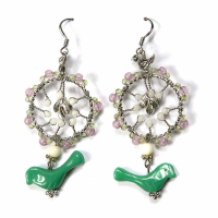 Sterling Silver Hook Earring Green