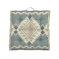 Green Aztec Printed Floor Cushion Grey