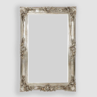 Tall Rectangular Decorative Silver Finish Framed Floor Standing Bevelled Mirror 185x122cm