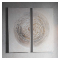Large Amber Modern Spiral Textured Wall Art Canvas Split in Two 100cm Square