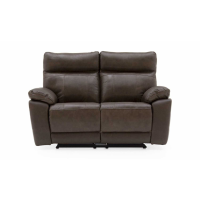 Positano Modern Leather and Leather Match Brown 2 Seater Recliner Sofa 98x150cm