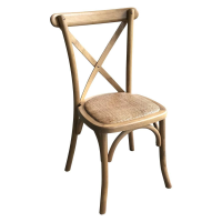 Light Oak Wood Cross Back Kitchen Dining Chair Bar Stool Farmhouse Style 114x42cm