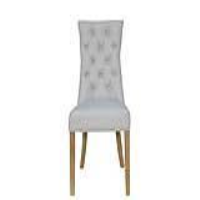 Modern Natural Fabric Upholstered Curved Button Back Kitchen Dining Chair 101x51cm
