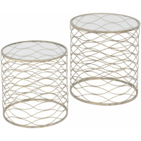 Gatsby Set Of 2 Gold Nesting Side Tables With Quatrefoil Design