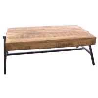 Old Empire Industrial Rectangular Coffee Table in Natural Trunk top and Black Metal Legs