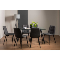 Martini 6 Seater Dining Table And Mondrian 6 Dark Grey Faux Leather Chairs Dining Set