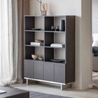 Modern Tall Rectangular 4 Door 4 Shelves Wood Open Display Cabinet in Ash 150x114.6cm