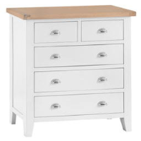 Modern Style Oak Wood White Painted 2 Over 3 Bedroom Chest Of Drawers 95 x 90cm