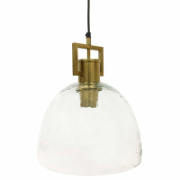 Congleton Single Glass Pendant Lamp Metallic Champagne Frame Small E27 60W