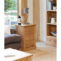 Solid Light Oak 3 Drawer Bedside Lamp Table Chest of Drawers Modern Style