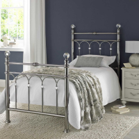 Nickel Metal Silver 3ft Single Kids Bed with Crystal Glass Finials