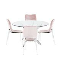 Value Nova 130cm Round Dining Table And 4 Pink Zula Chairs